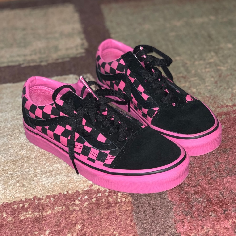 Pink and Black Checkered Vans